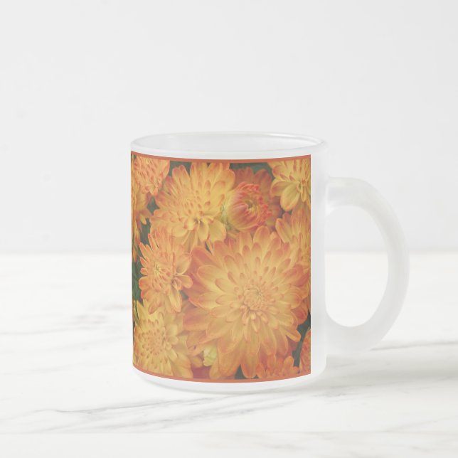 Taza De Cristal Esmerilado Chrysanthemum, Naranja de incendios (Derecha)