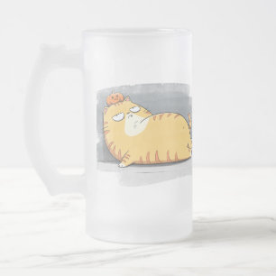 Taza De Cristal Esmerilado Chubby Cat Coffee Companion Mug