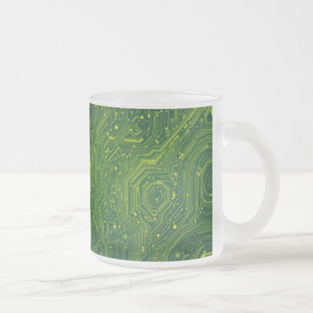 Taza De Cristal Esmerilado Cibernatura de Greenish (Derecha)