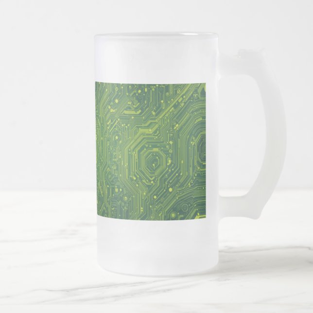 Taza De Cristal Esmerilado Cibernatura de Greenish (Derecha)