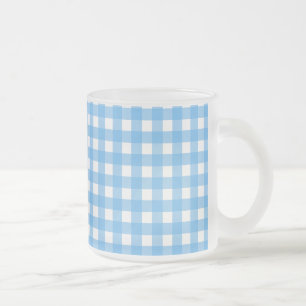 Taza De Cristal Esmerilado Cielo azul gingham