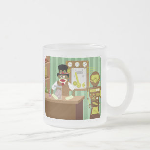 Taza De Cristal Esmerilado Científico de Steampunk del mono del calcetín