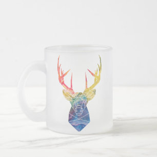 Taza De Cristal Esmerilado Ciervo acuarela