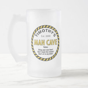 Taza De Cristal Esmerilado Cinta de advertencia de Rótulo de cueva de hombre