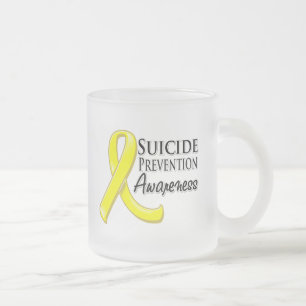 Taza De Cristal Esmerilado Cinta de Concientización sobre Prevención del Suic