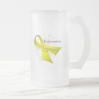 Taza De Cristal Esmerilado Cinta de la conciencia de la endometriosis