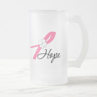 Taza De Cristal Esmerilado Cinta de la esperanza del cáncer de pecho