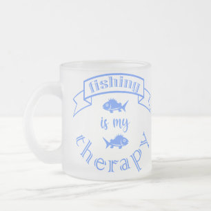 Taza De Cristal Esmerilado Cinta de pancarta cita La pesca es mi terapia