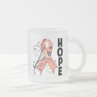 Taza De Cristal Esmerilado Cinta floral de la esperanza del cáncer