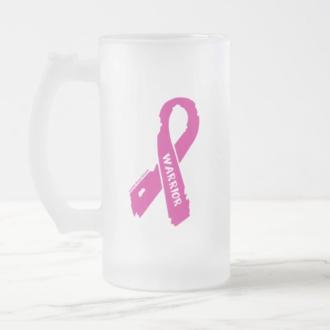 Taza De Cristal Esmerilado Cinta guerrera/ rota... Cáncer de mama (Izquierda)