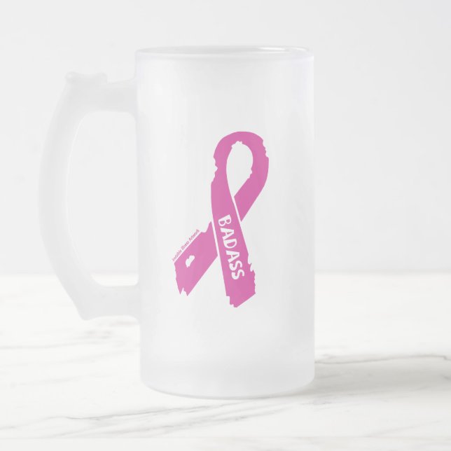 Taza De Cristal Esmerilado Cinta torcida o torcida... Cáncer de mama (Izquierda)