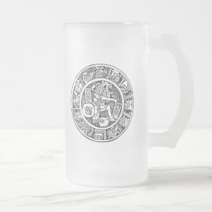 Taza De Cristal Esmerilado Círculo maya, jeroglífico mexicano (maya)