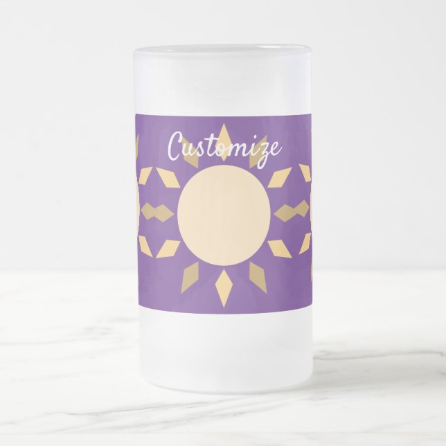 Taza De Cristal Esmerilado Círculo solar geométrico Thunder_Cove (Centro)