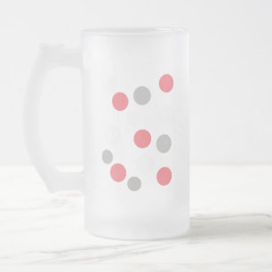 Taza De Cristal Esmerilado Círculos de bolas Patrón Cordón blanco gris rosado