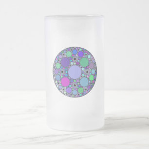 Taza De Cristal Esmerilado Círculos fractales en verde rosa morado