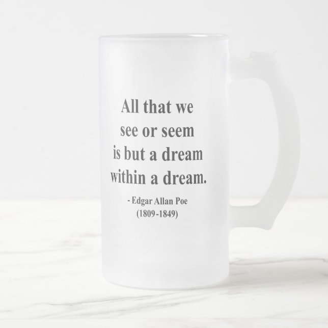 Taza De Cristal Esmerilado Cita 1a de Edgar Allen Poe (Derecha)