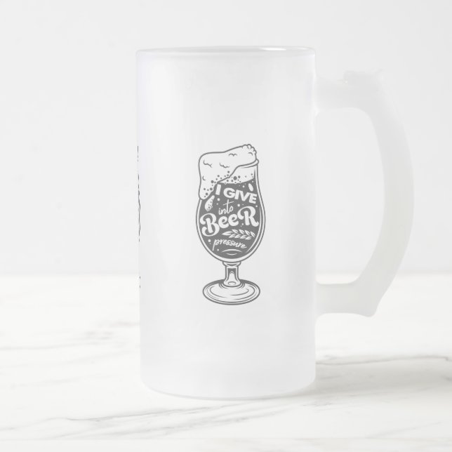 Taza De Cristal Esmerilado Cita de cerveza de vidrio escarpado Mug (Derecha)