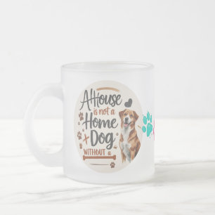 Taza De Cristal Esmerilado Cita de Dog Love Home - Frosted Glass Mug 10 oz