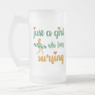 Taza De Cristal Esmerilado Cita de verano simple a un chica que ama el surf