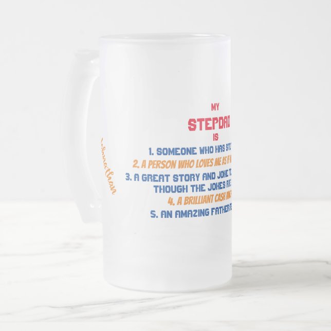 Taza De Cristal Esmerilado Cita divertida de mi padrastro (Anverso izquierdo)