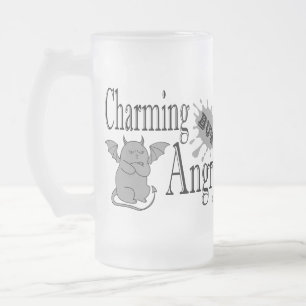 Taza De Cristal Esmerilado Cita divertida de un pequeño gato endemoniado, enc