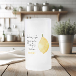 Taza De Cristal Esmerilado Cita moderna divertida de limón amarillo