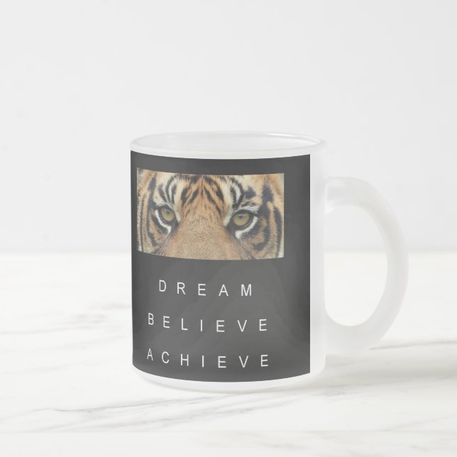 Taza De Cristal Esmerilado Cita Motivacional Blanco Y Negro Moderno (Derecha)