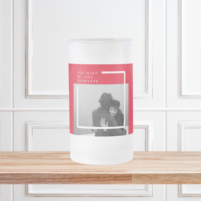 Taza De Cristal Esmerilado Cita romántica y foto | Valentines Gift (Subido por el creador)