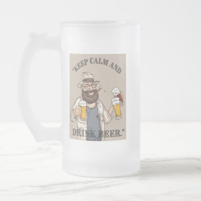 Taza De Cristal Esmerilado citas de cerveza (Izquierda)