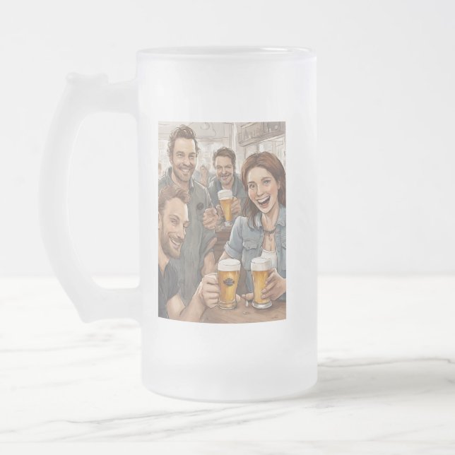 Taza De Cristal Esmerilado citas de cerveza (Izquierda)
