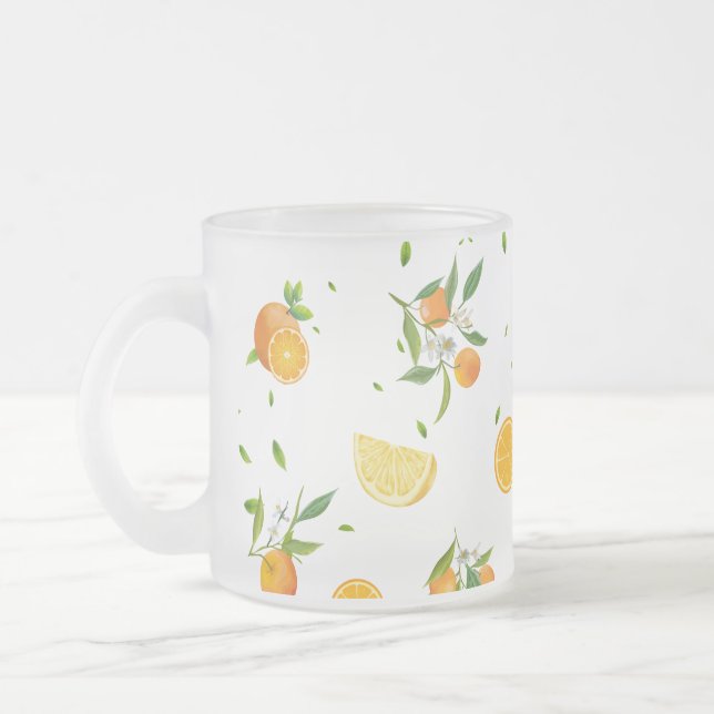 Taza De Cristal Esmerilado Cítricos Tropicales SUMMER Naranja Lemon Slice (Izquierda)