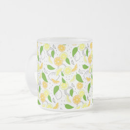 Taza De Cristal Esmerilado Citrus Fruits Lemon Orange Modern.