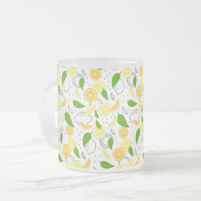 Taza De Cristal Esmerilado Citrus Fruits Lemon Orange Modern. (Anverso izquierdo)