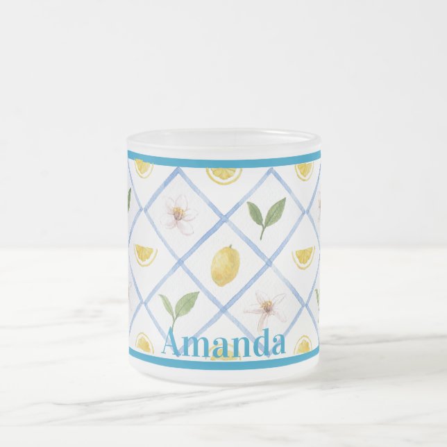 Taza De Cristal Esmerilado Citrus Lemon Mug italiano personalizado (Centro)