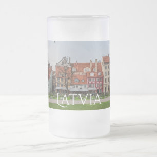 Taza De Cristal Esmerilado Ciudad antigua de Riga en otoño
