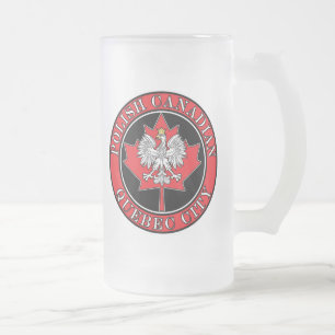 Taza De Cristal Esmerilado Ciudad de Quebec redonda de hoja canadiense polaca