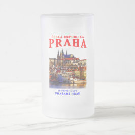Taza De Cristal Esmerilado Ciudad Vieja de Praga. República Checa.