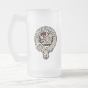 Taza De Cristal Esmerilado Clan Campbell Escudo y Armaddie Tartán