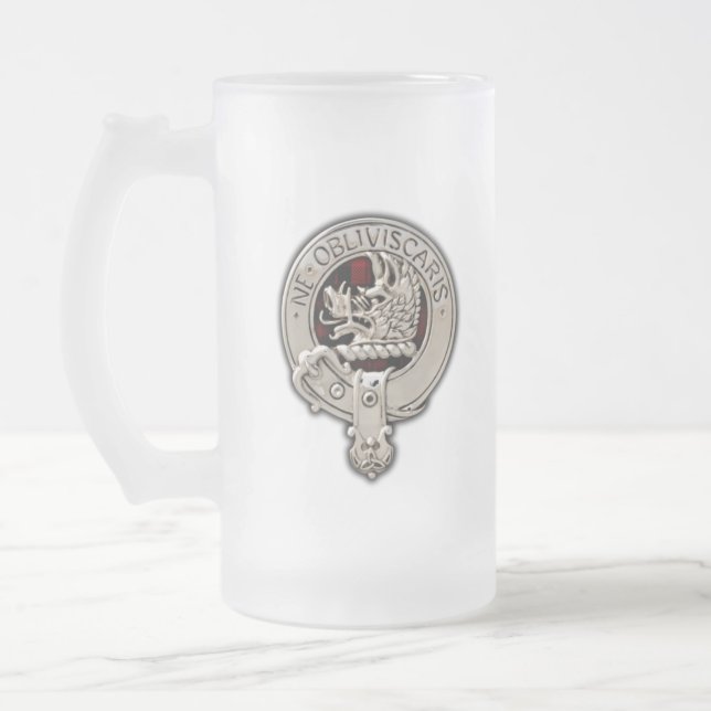 Taza De Cristal Esmerilado Clan Campbell Escudo y Armaddie Tartán (Izquierda)