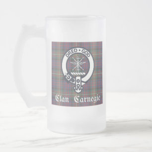 Taza De Cristal Esmerilado Clan Carnegie Escudo Tartan