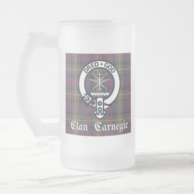 Taza De Cristal Esmerilado Clan Carnegie Escudo Tartan (Izquierda)