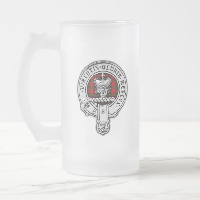 Taza De Cristal Esmerilado Clan Donnachaidh (Robertson) Escudo y Tartán (Izquierda)