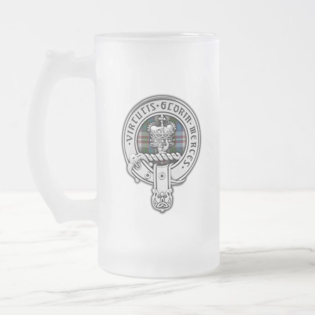 Taza De Cristal Esmerilado Clan Donnachaidh (Robertson) Escudo y Vestido Tart (Izquierda)