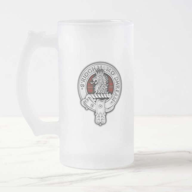 Taza De Cristal Esmerilado Clan MacGregor Escudo &Tartán (Izquierda)