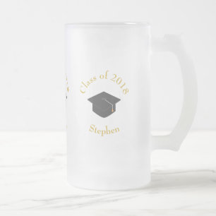 Taza De Cristal Esmerilado Clase de tapón de graduación negro de Personalizad