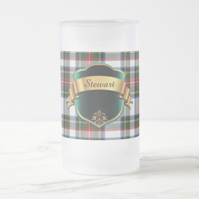 Taza De Cristal Esmerilado Clásica Stewart Dress Tartan Plaid Stein (Centro)