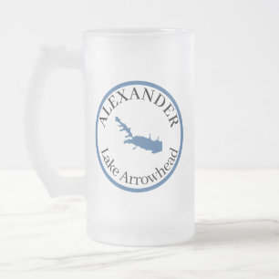 Taza De Cristal Esmerilado Clásico de Arrowhead de Lago Personalizado