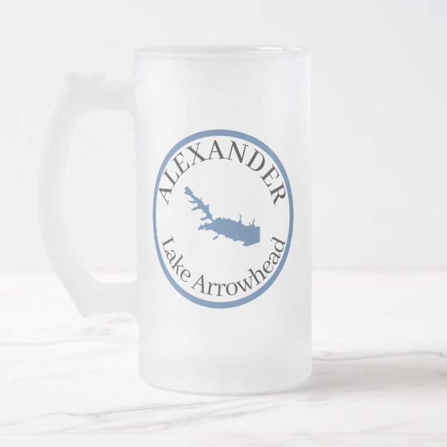 Taza De Cristal Esmerilado Clásico de Arrowhead de Lago Personalizado (Izquierda)