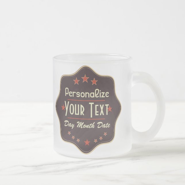 Taza De Cristal Esmerilado Classic Custom Text Retro Label (Derecha)