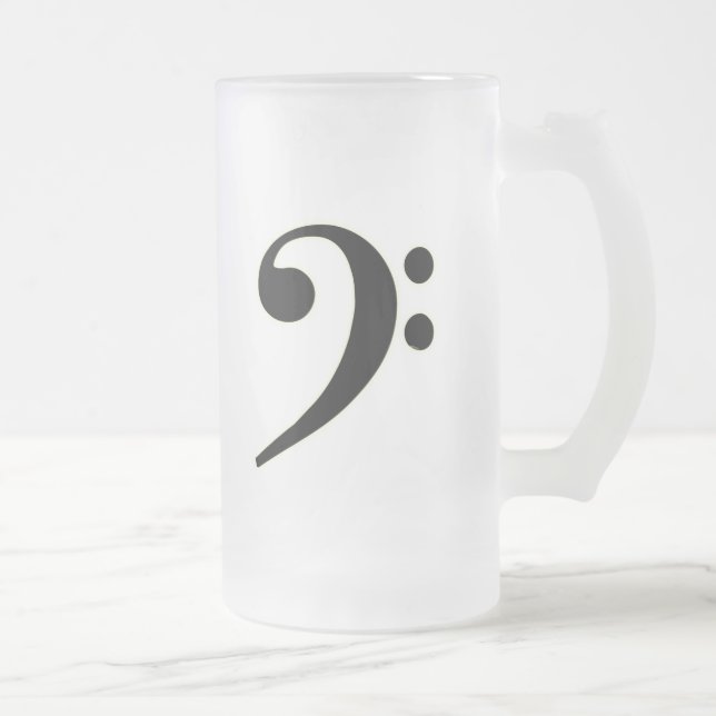 Taza De Cristal Esmerilado Clef bajo negro (Derecha)